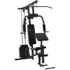 Soozier Home Gym Station Multifunction Fitness Workout Bench Black Comprehensive Exercise Hub 58.25L x 42.5W x 81.5H