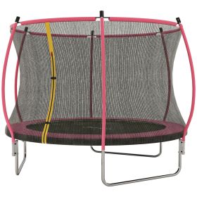 Soozier 10ft Outdoor Trampoline with Net Enclosure, Curved Poles and Safety Pad, ASTM Approved, Pink