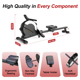 Rowing Machines for Home, Magnetic Rowing Machine with 77lbs High Resistance Rowing Machine,16 Levels of Quiet Resistance,Rower Machine for Home Row M