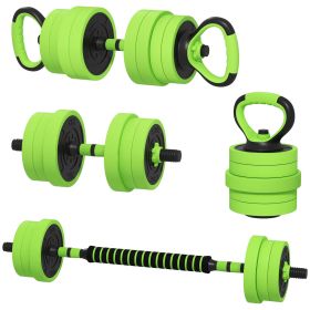 88lbs 4-in-1 Adjustable Weight Dumbbell Set, Barbell, Kettlebell, Push Up Stand, Green