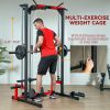 Soozier Smith Machine Power Rack with Pull Up Bar, Lat Pull Down System, Landmine, Squat Rack, Barbell Bar, for Home Gym