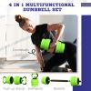 66lbs 4-in-1 Adjustable Weight Dumbbell Set, Barbell, Kettlebell, Push Up Stand, Green