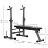 Adjustable Weight Bench, Foldable Bench Press with Barbell Rack and Dip Station for Home Gym, Strength Training Multiuse Workout Bench, Black and Grey