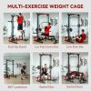 Soozier Smith Machine Power Rack with Pull Up Bar, Lat Pull Down System, Landmine, Squat Rack, Barbell Bar, for Home Gym