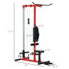 Soozier Lat Pull Down Machine, High / Low Pulley Machine with Adjustable Seat and Flip-Up Footplate, Red