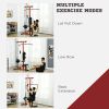 Soozier Lat Pull Down Machine, High / Low Pulley Machine with Adjustable Seat and Flip-Up Footplate, Red
