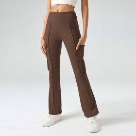 Winter Workwear Pockets Flared Pants (Option: Brown-Xl)