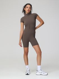 Women's Jumpsuit Short Style (Option: Brown-M)