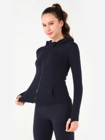 Hooded Jacket Yoga Clothes (Option: Dark blue-M)