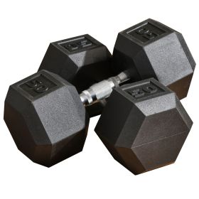 Soozier 2 x 50lbs Hex Dumbbell Set of 2, Rubber Weights Exercise Fitness Dumbbell with Non-Slip Handles, Anti-roll, for Women or Men Home Gym Workout (Color: as Pic)
