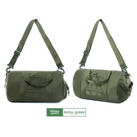 Men's large-capacity wet and dry separation crossbody handheld sports training gym bag short trip luggage bag travel bag (Color: Army green)